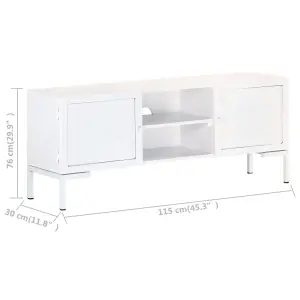 Berkfield TV Cabinet White 115x30x46 cm Solid Mango Wood