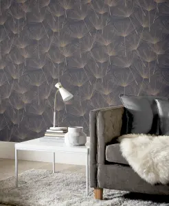 Arthouse Harmony Dandelion Charcoal/Rose Gld Wallpaper