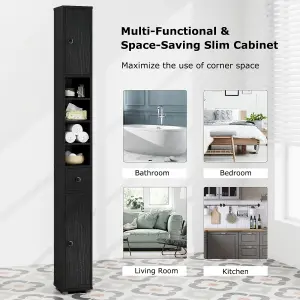 Costway Bathroom Tall Cabinet Slim Freestanding Storage Organizer Cupboard w/ 2 Doors