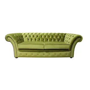 Chesterfield 3 Seater Malta Grass Green Velvet Sofa Settee Bespoke In Balmoral Style