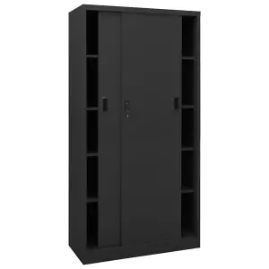 Berkfield Office Cabinet with Sliding Door Anthracite 90x40x180 cm Steel