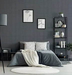 Arthouse Weave Texture Dark Grey Wallpaper