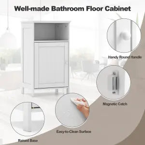 COSTWAY Bathroom Side Cabinet with Single Door and Open Shelf