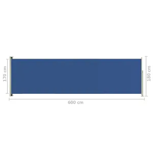 Berkfield Patio Retractable Side Awning 180x600 cm Blue