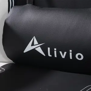 Alivio 360 Swivel Gaming Chair with Footrest Lumbar Support Back Support - White & Black