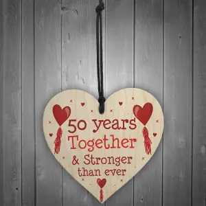 50th Anniversary Gift Wood Heart Perfect Gift For Husband And Wife Him Her Keepsake