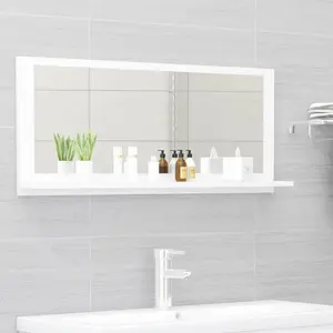 Dorlene Framed Wall Mounted Bathroom Mirror White / 90 cm