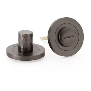 Modern Hammered Thumbturn & Release Lock - Dark Bronze - Bathroom Door WC