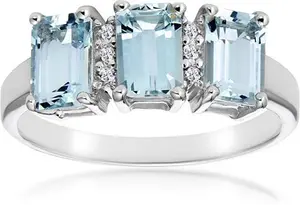 Aquamarine 1.65Ct And Diamond 9K White Gold Ring