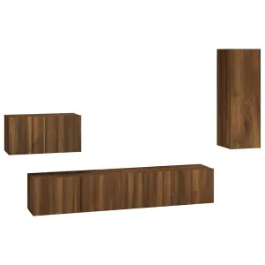 Berkfield 4 Piece TV Cabinet Set Brown Oak Engineered Wood