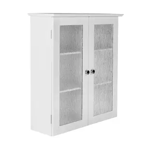 Teamson Home Wall Mounted Bathroom Cabinet with 2 Glass Doors, Bathroom Storage, White