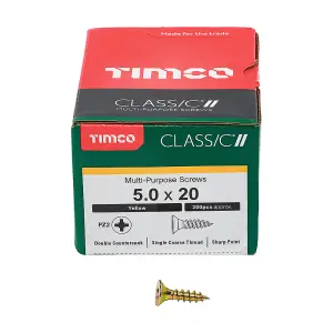 TIMCO Classic Multi-Purpose Countersunk Gold Woodscrews - 5.0 x 20 (200pcs)