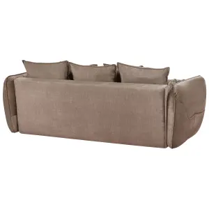 Sofa Bed VALLANES Light Brown Velvet