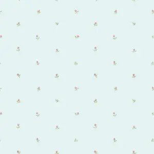 Galerie Rose Garden Blue Small Rose Motif Smooth Wallpaper