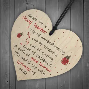 Red Ocean Gifts For Her Handmade Hanging Wooden Heart Gift For Teacher Leaving Present Thank You Gifts Keepsake