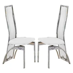 Chicago White Faux Leather Dining Chairs In Pair