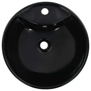 Wash Basin with Overflow 46.5x18 cm Ceramic Black