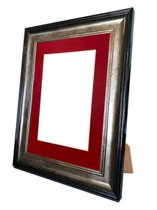 Scandi Black & Gold Frame with Red Mount for Image Size 10 x 8 Inch