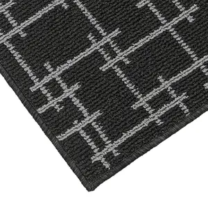 JVL Vector Machine Washable Latex Backed Doormat, 40x70cm, Black