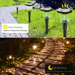 Solar Pathway Lights Garden Lights 7 Color Changing Outdoor Solar Yard Lights Auto On/off Waterproof 6 Pack Landscape Lights (Set of 6)