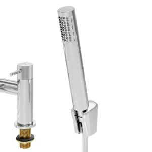 GoodHome Owens Gloss Chrome effect Deck-mounted Bath mixer tap with shower kit