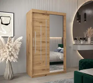 Elegant Oak Artisan York II Sliding Door Wardrobe W1200mm H2000mm D620mm Mirrored Classic Storage Solution