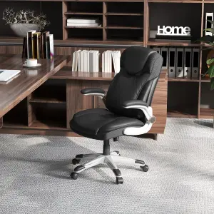 Costway Executive Office Chair PU Leather Computer Desk Ergonomic Chair W/ Rock Function