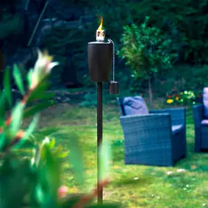 Harbour Housewares - Metal Barrel Garden Fire Torches - 146cm - Pack of 2