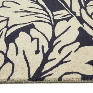 Floral Navy Modern Rug Easy to clean for Living Room and Bedroom-200cm X 290cm