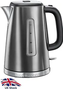 Russell Hobbs Luna Grey Stainless Steel 1.7L Cordless Electric Kettle