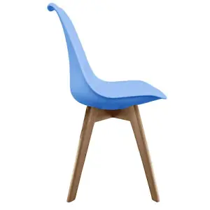 Soho Light Blue Plastic Dining Chair with Squared Light Wood Legs