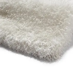 Ivory Plain Shaggy Handmade Modern Easy to clean Rug for Bed Room Living Room and Dining Room-150cm (Circle)