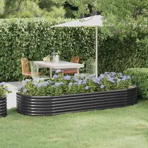 Berkfield Garden Planter Powder-coated Steel 249x100x36 cm Anthracite