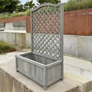 Grey Wooden Planter Lattice For Vines Garden Climbing Flower Plant Pot Trellis