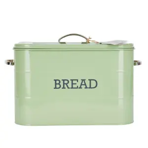 Living Nostalgia Bread Bin with Traditional top-opening lid -English Sage Green