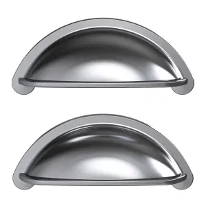 GoodHome Chervil Satin Nickel effect Kitchen cabinets Cup Pull Handle (L)9.46cm (D)24mm, Pack of 2