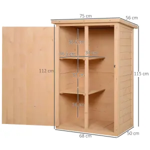 Outsunny Garden Shed Outdoor Tool Storage w/ 2 Shelve 75 x 56 x115cm Natural