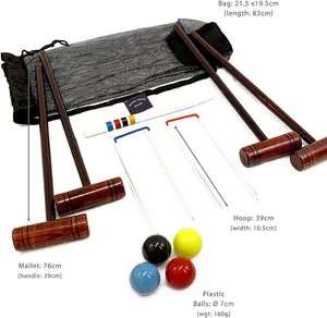 Hatford Croquet Set - Complete Beginners 4 Player Croquet Set - for Children and Adults