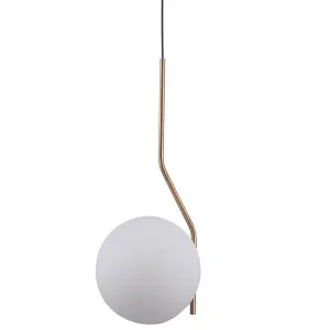 Luminosa Modern Hanging Pendant Honey Brass 1 Light  with White Shade, E27