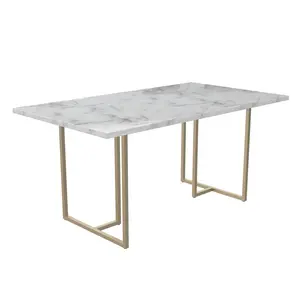 Capavella Metal Base Dining Table White / Gold