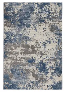 Grey Blue Rug, Luxurious Modern Abstract Rug, 10mm Thick Stain-Resistant Rug for Bedroom, & Dining Room-66cm X 230cm (Runner)