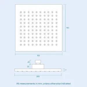 Nes Home Heavy Duty 200mm Square Brass Shower Head Replacement
