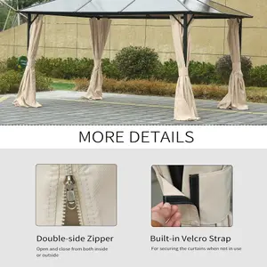 Outsunny 3 x 4(m) Universal Gazebo Replacement Sidewall Set w/ 4 Panels, Beige