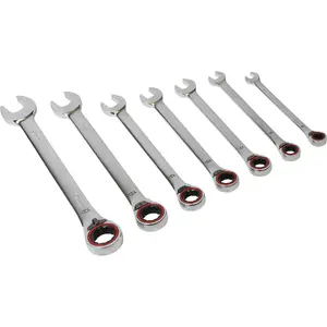 7-Piece Reversible Ratchet Spanner Set - 12 Point Metric Sockets for Tight Spaces