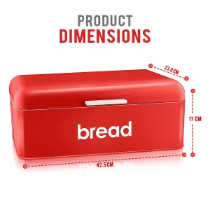 Retro Bread Bin Curved & Rectangle Kitchen Loaf Storage in Red