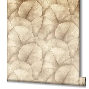 Galerie Kumano Beige Repeatable Palm Leaf 4-Panel Wallpaper Mural