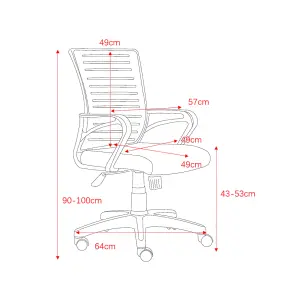 Black and Orange mesh back home office fabric chair with arms, swivel chair