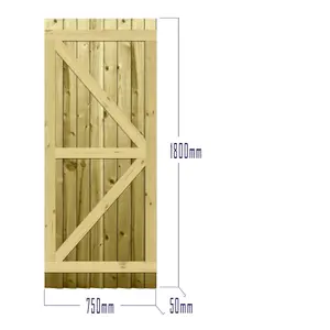 Premier Garden Supplies Pedestrian Gate 180cm (6ft) High x 75cm Wide Feather Edge Flat Top Fully Framed Single Swing Gate