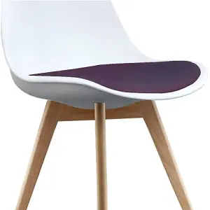 Soho White & Aubergine Plastic Dining Chair with Squared Light Wood Legs