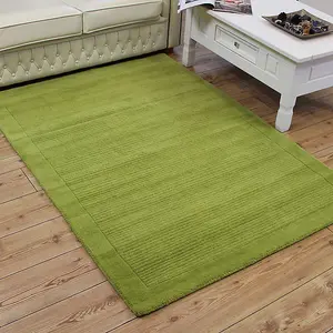 Green Simple and Stylish Wool Modern Plain Handmade Rug for Living Room and Bedroom-60cm X 120cm